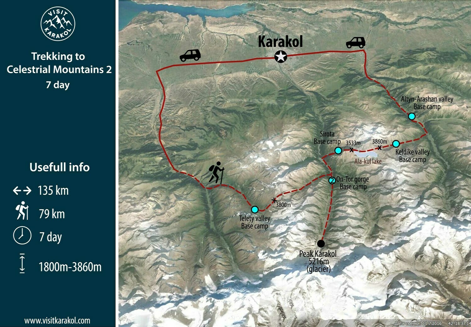 Map of Trekking tour in Karakol