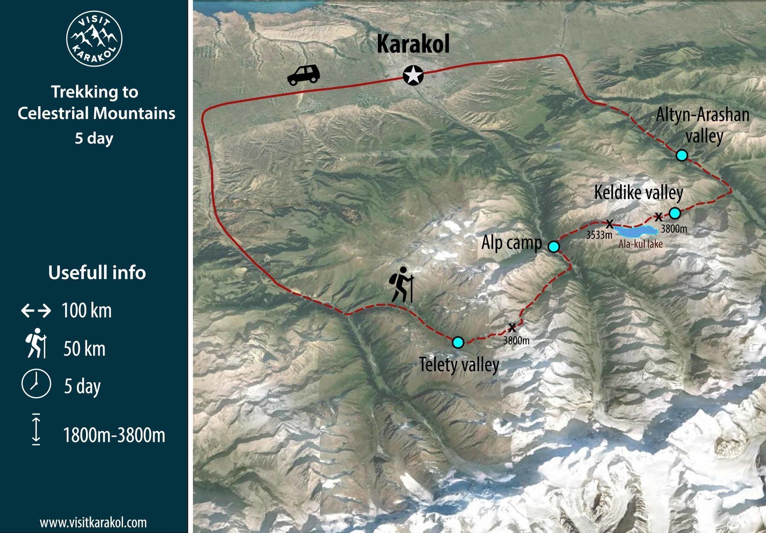 Map of Trekking tour in Kyrgyzstan