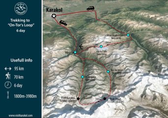 Map of Trekking tour in Karakol Map of Trekking tour in Karakol