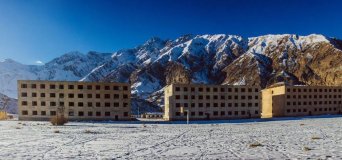 Abandoned flats at Inylchek town, located 150 km from Karakol on elevation 2500 meters.