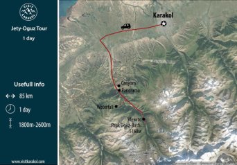 Map of Jety-Oguz Day trip Map of Jety-Oguz Day trip