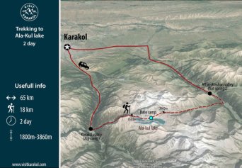 Map of Trekking tour to Ala-Kul lake Map of Trekking tour to Ala-Kul lake