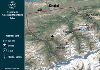 Map of Trekking tour in Kyrgyzstan Map of Trekking tour in Kyrgyzstan