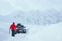 Winter road after heavy snow