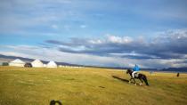 Horseback riding in Son-Kul lake