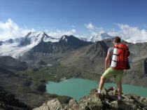 view to Ala-Kul lake from pass