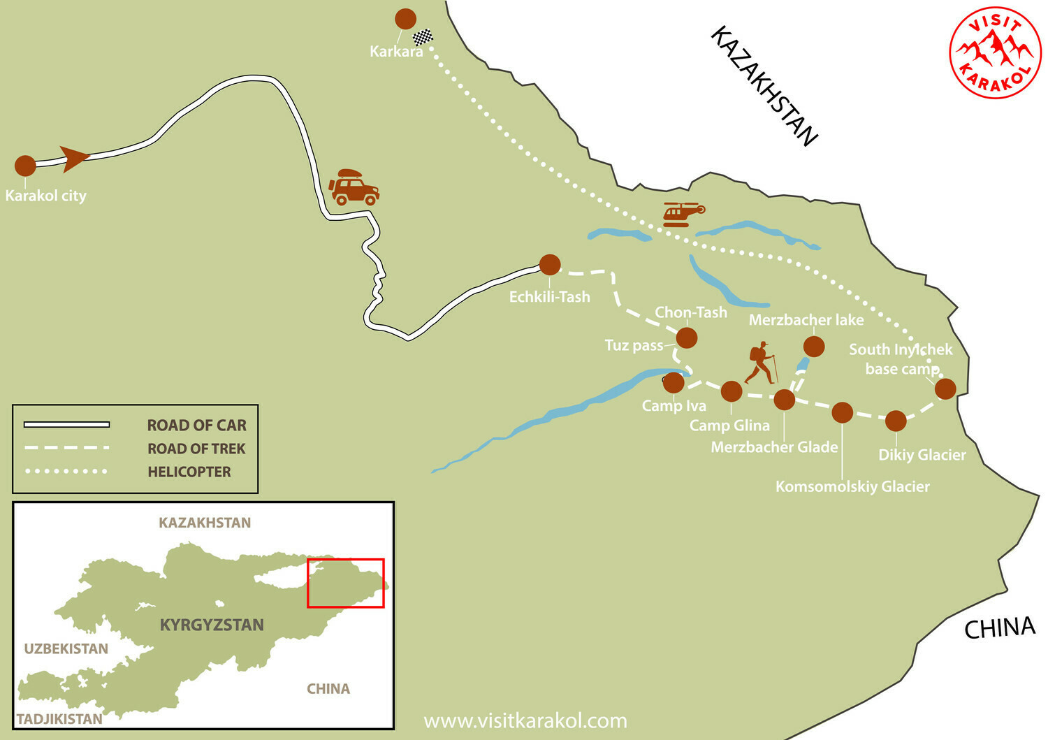 Map of trekking via Tuz pass | Kyrgyzstan