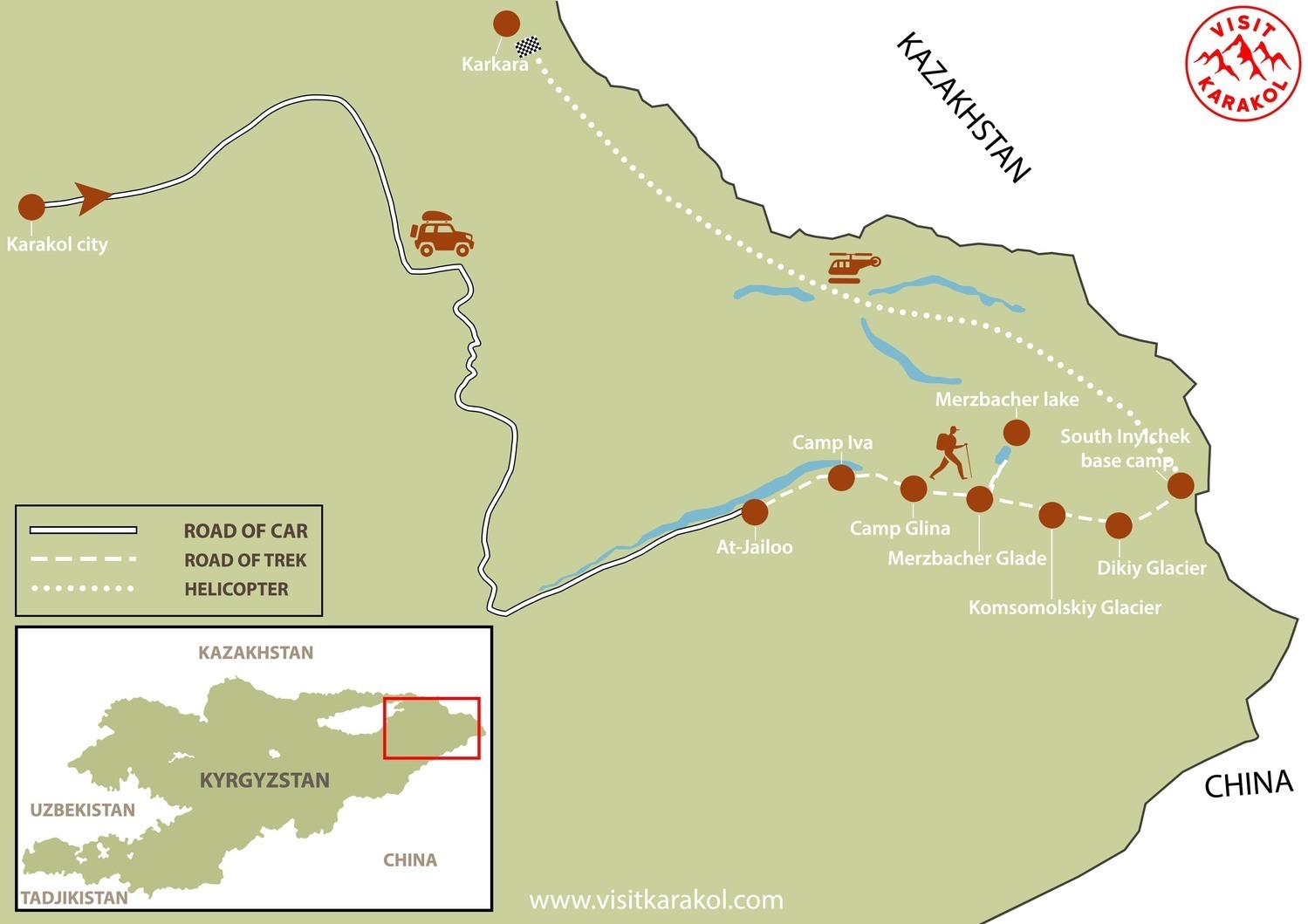 Map of trekking via At-Djailoo | Kyrgyzstan