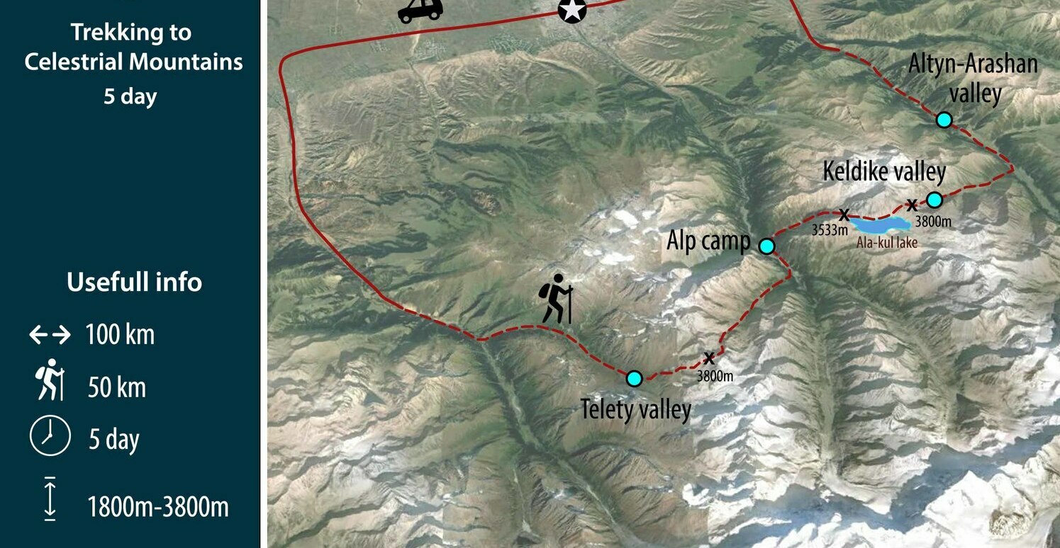 Map of Trekking tour in Kyrgyzstan