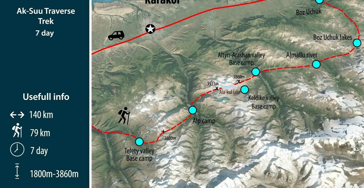 Map of Trekking tour in Karakol