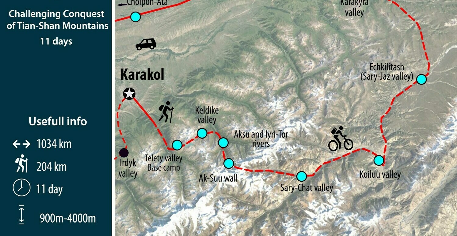Map of Challenging Conquest of Tian-Shan Mountains Map of Challenging Conquest of Tian-Shan Mountains
