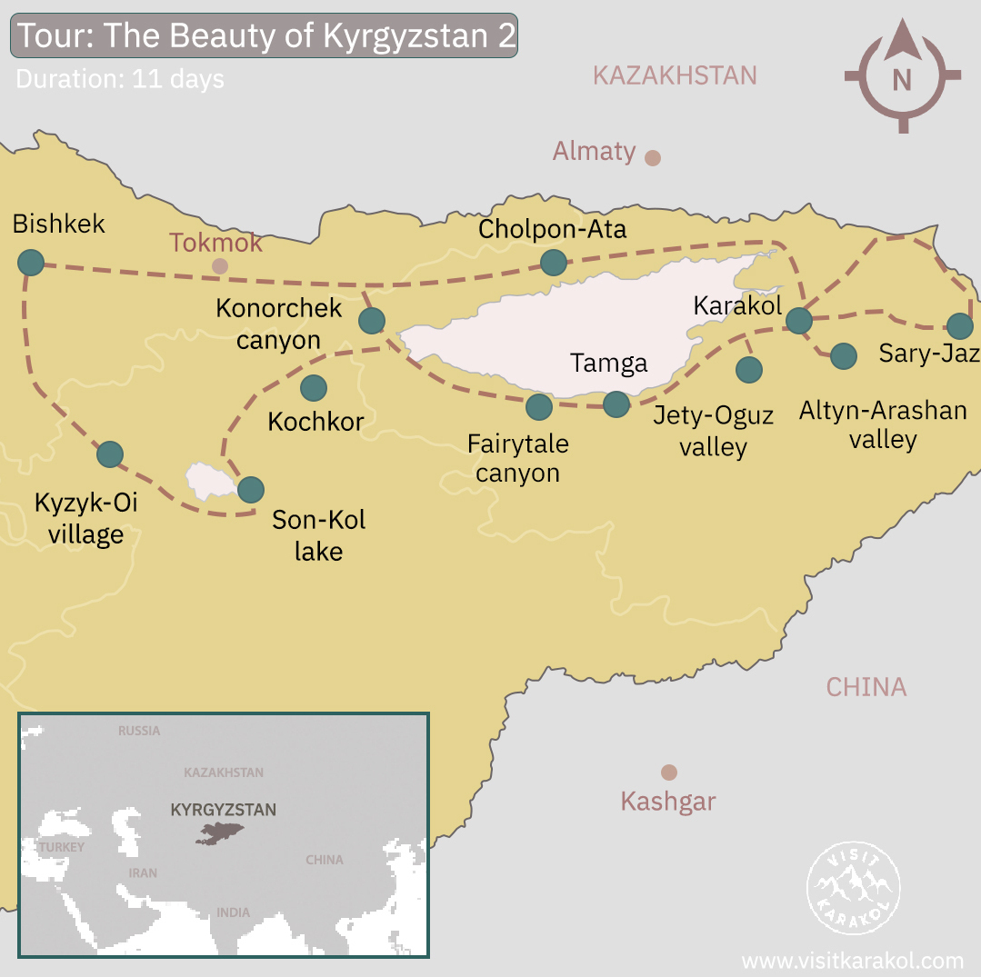 kyrgyzstan tourism map