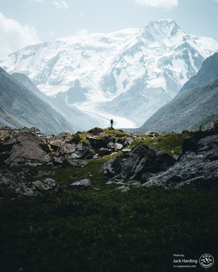 Jack standing in-front of Peak Karakol during the first Kyrgyzstan adventure in 2018. Photo by Kai Grossmann.