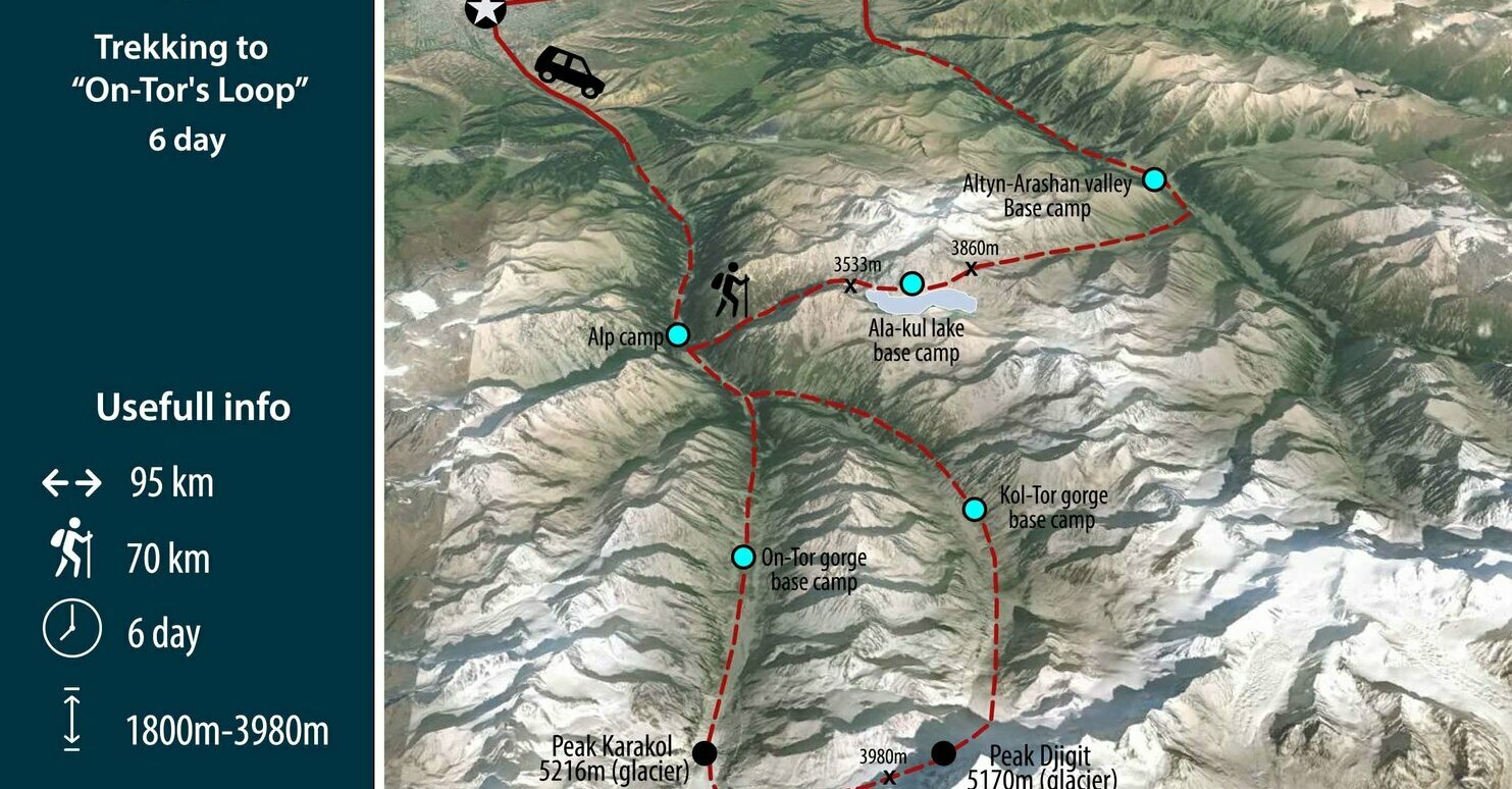 Map of Trekking tour in Karakol