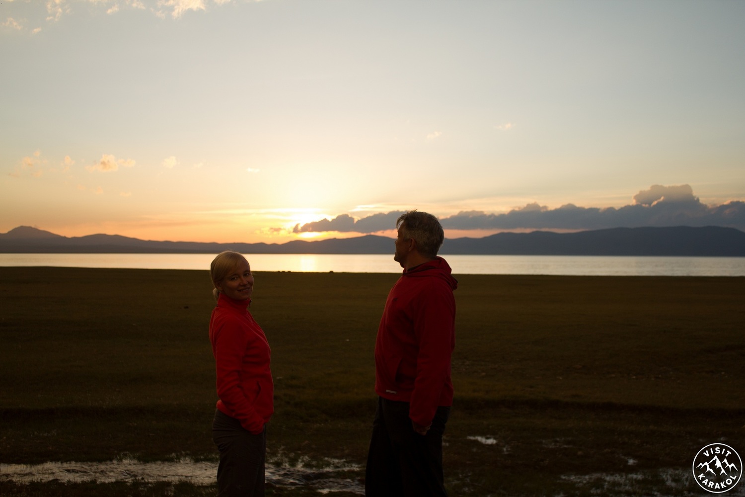 Sun set on Son-Kul lake